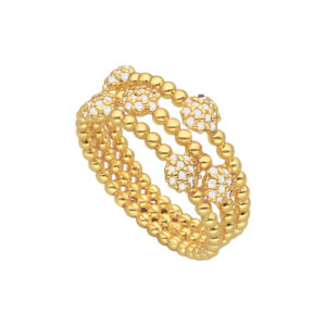 Bague dorée multi anneaux et cercles sertis 4