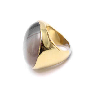 Bague cabochon luxe en argent doré et pierre naturelle agate grise 6