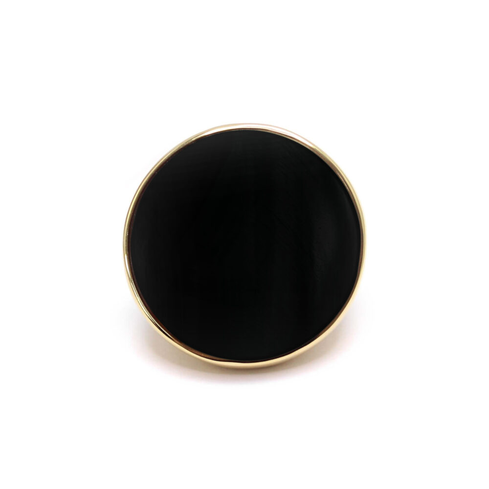 Bague cabochon luxe en argent doré et pierre naturelle spinelle noire