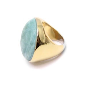Bague cabochon luxe en argent doré et pierre naturelle amazonite 6