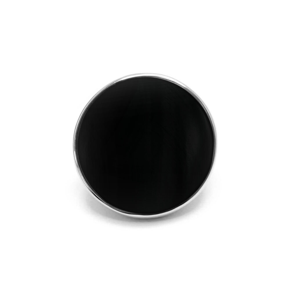 Bague cabochon luxe en argent rhodié et pierre naturelle spinelle noire