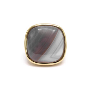 bague-carree-en-argent-dore-et-pierre-naturelle-agate-grise Bague à volume carrée en argent doré et pierre naturelle agate grise 4