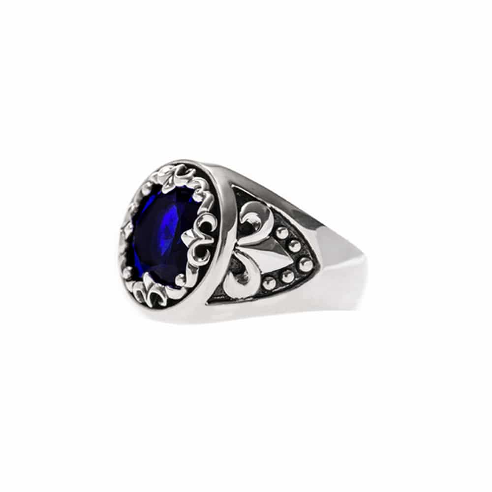 Men's silver signet ring sacred union royal blue 5