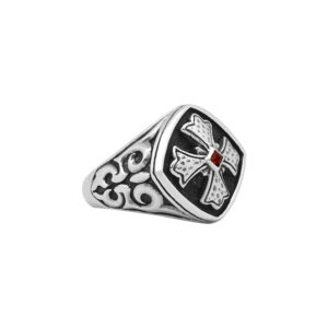 bague-chevaliere-homme-argent-motifs-tribal-et-geometrique-copie Bague chevalière homme argent croix de malte et grenat 6