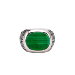 Bague chevalière homme argent noblesse malachite verte 4