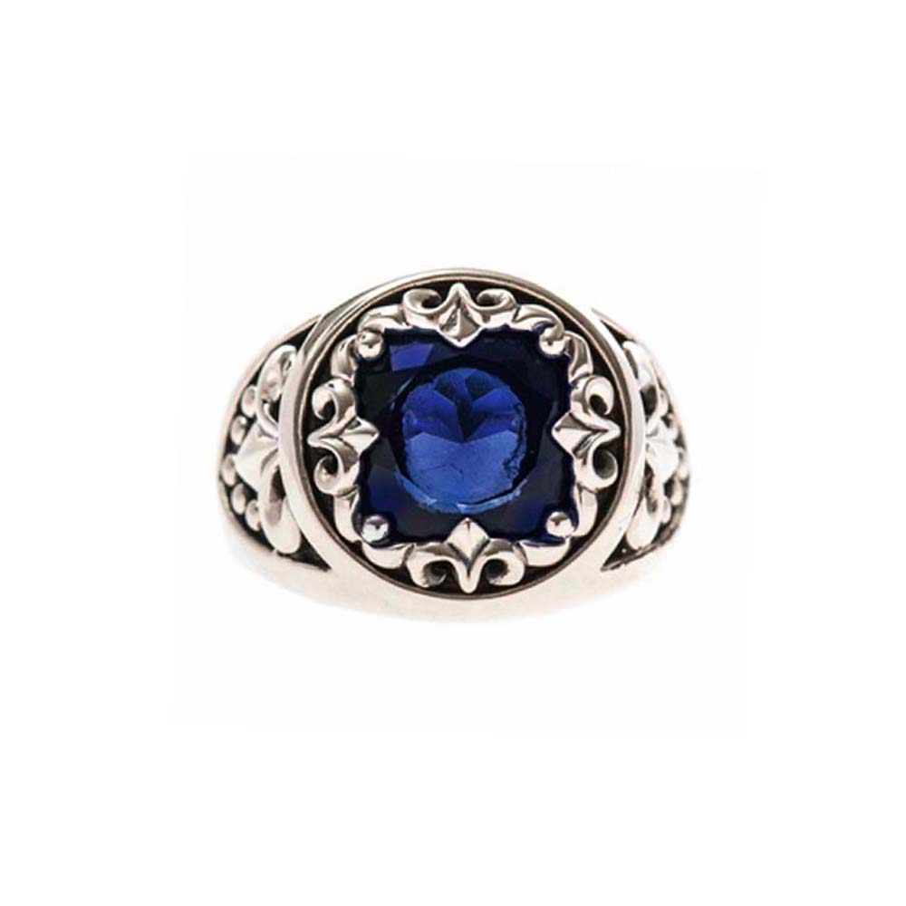 Men's silver signet ring sacred union royal blue 1