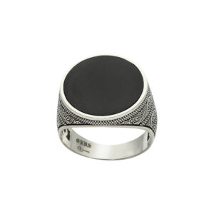 Bague chevalière homme poétique onyx argent 4