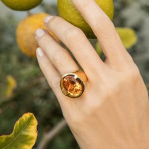 bague-diane-argent-dore-pierre-quartz-fume Bague Diane argent pierre quartz jaune 2