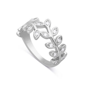 Bague argentée floral sertie 4