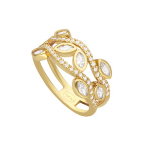 Bague dorée motif floral coloré 4