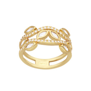 Bague dorée motif floral coloré 3