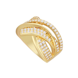 Bague dorée tresse sertie 4