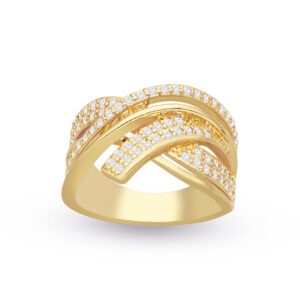 Bague dorée tresse sertie 3