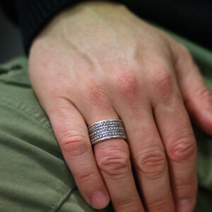 Bague en argent anneaux large ethnique pour homme 8