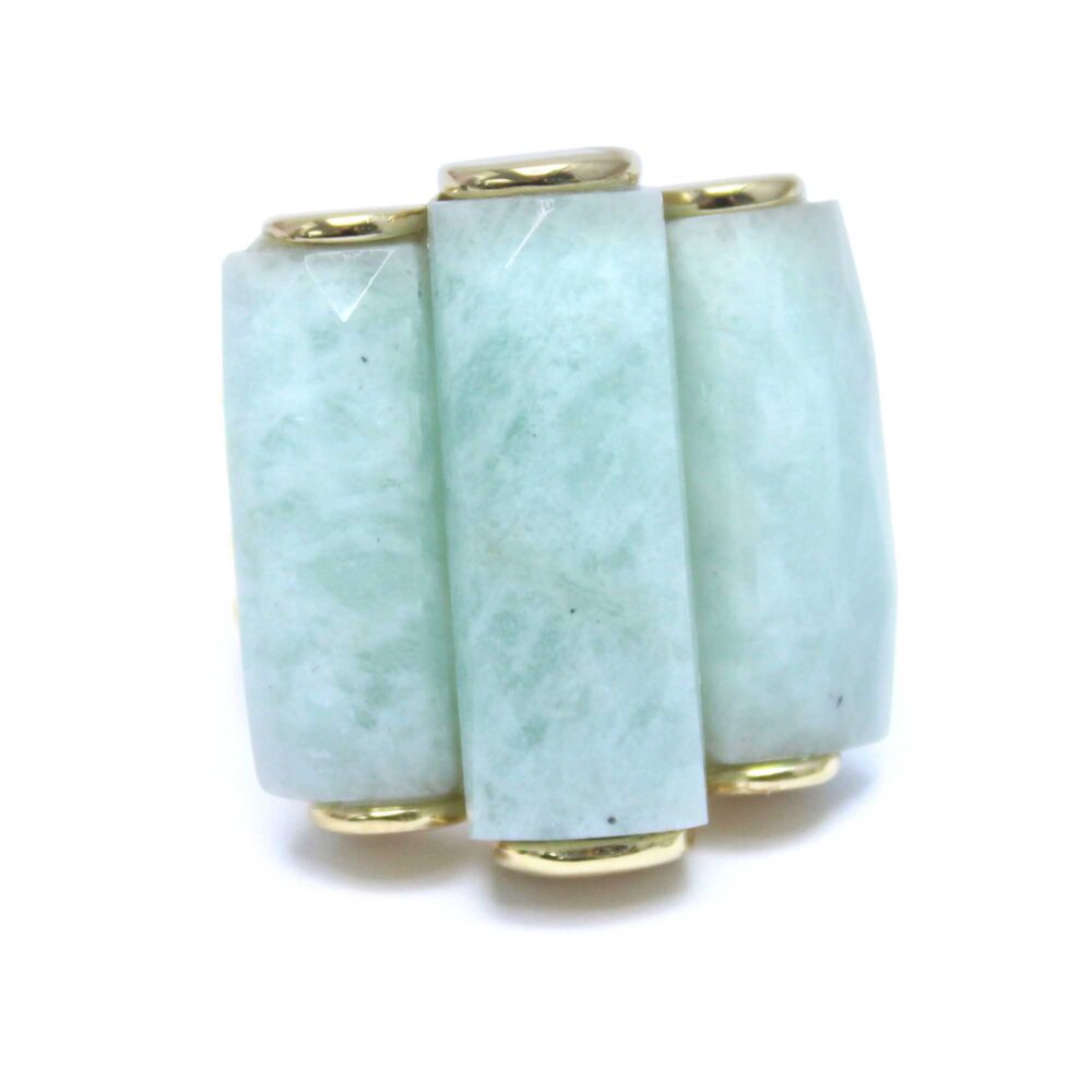 Bague en argent doré et pierre naturelle amazonite