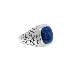 Bague en argent homme écaille pierre lapis 6