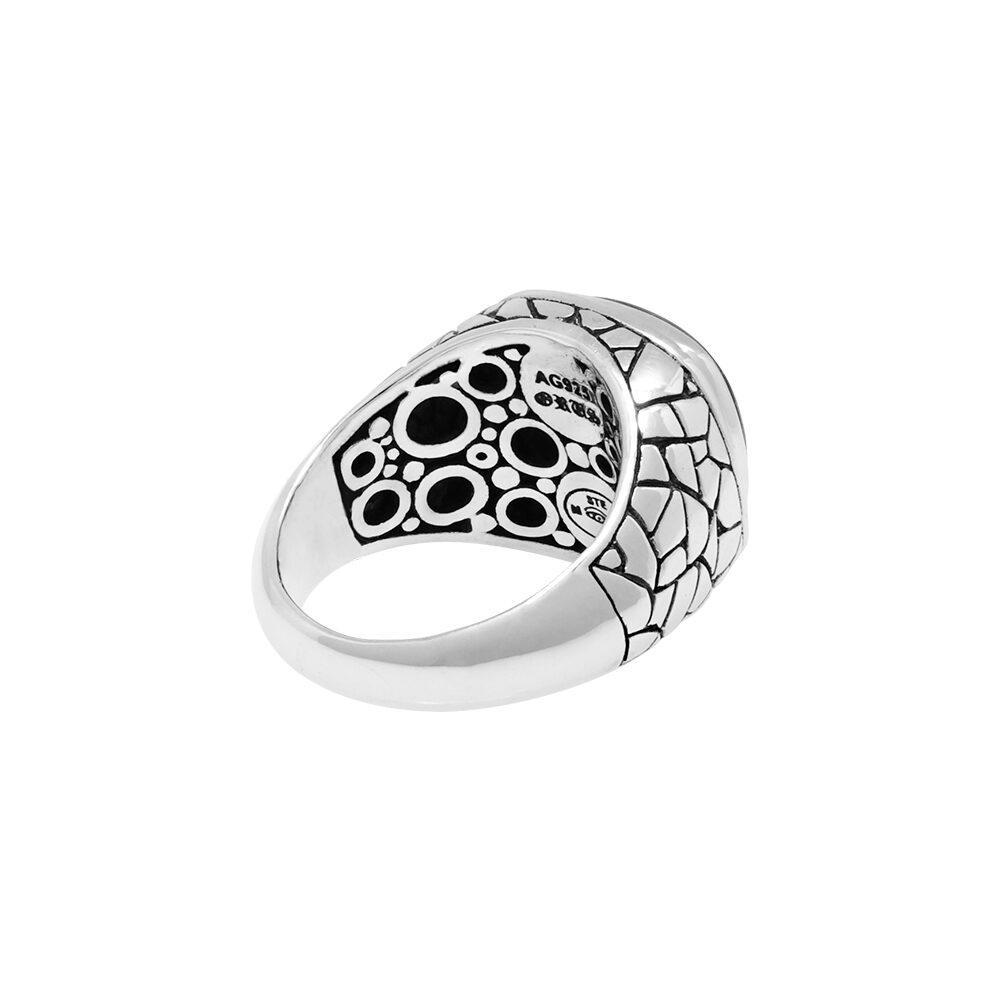 Men's silver tortoiseshell malachite stone ring 5