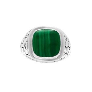 Bague en argent homme écaille pierre malachite 5
