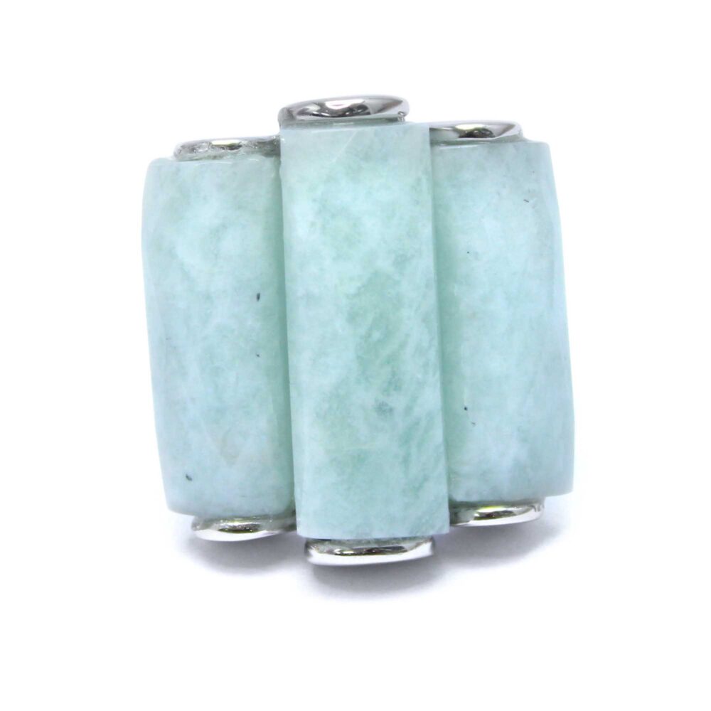 Bague en argent rhodié et pierre naturelle amazonite