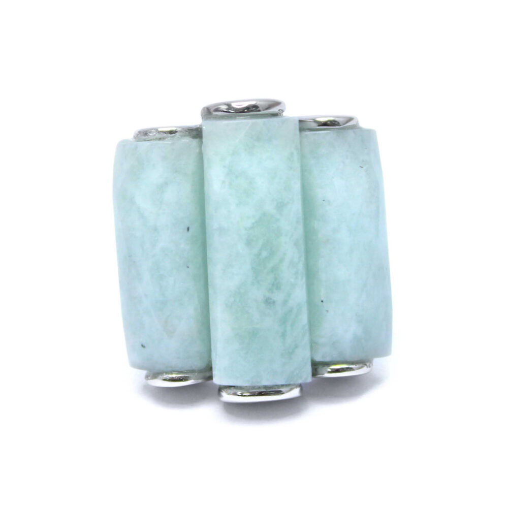 Bague en argent rhodié et pierre naturelle amazonite