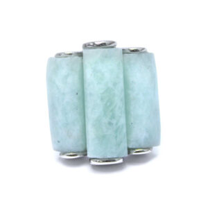 Bague en argent rhodié et pierre naturelle amazonite 3