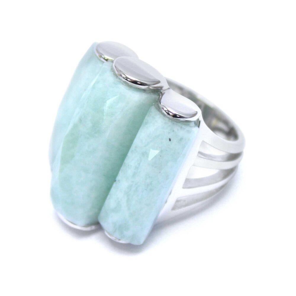 Alternative view of Bague en argent rhodié et pierre naturelle amazonite