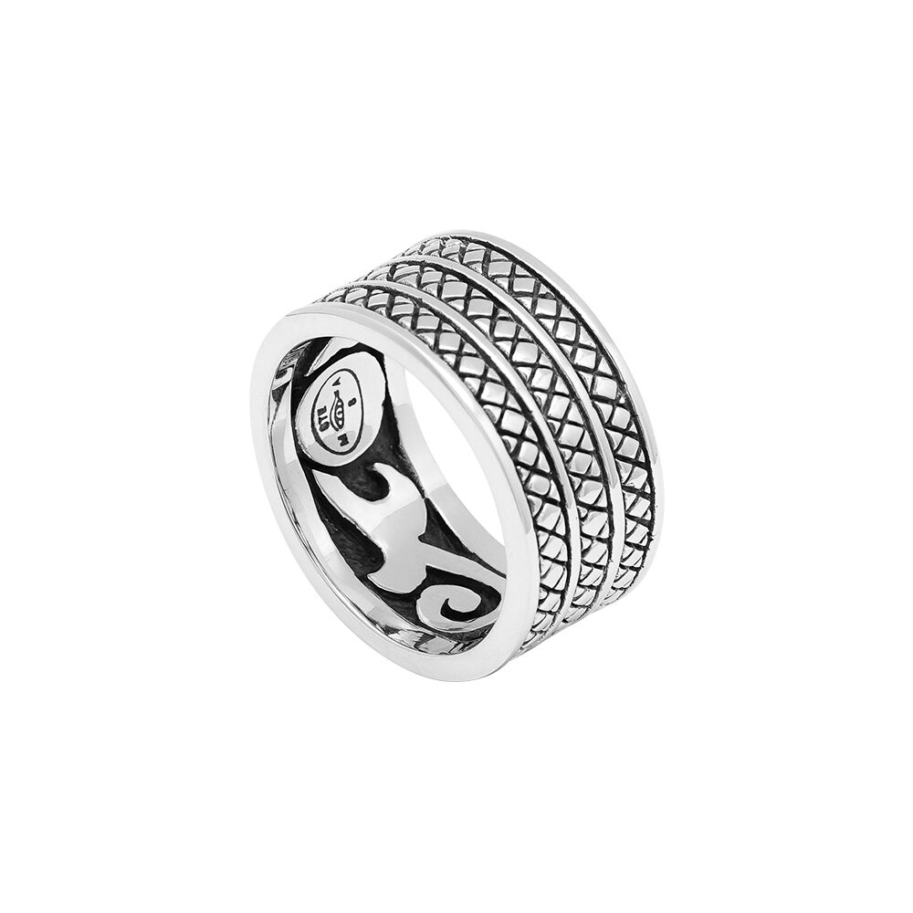 Silver ring ethnic wide rings for men 5