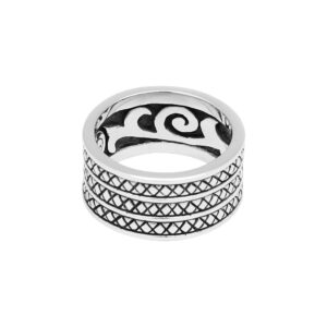 Bague en argent anneaux large ethnique pour homme 7