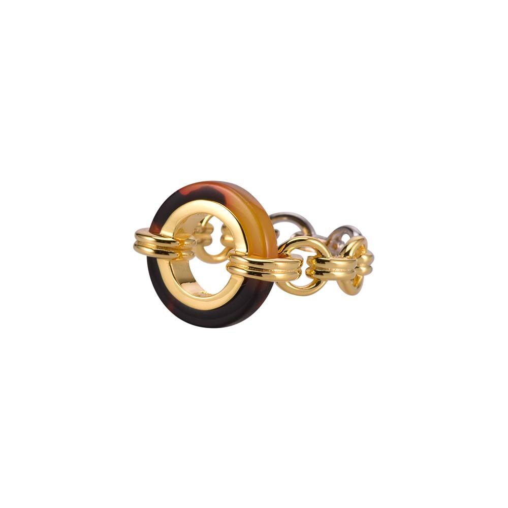 Round golden silver ring in brown acetate anaïs 5