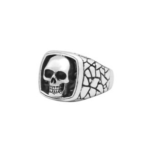 Bague argent homme style écaille tête de mort 6