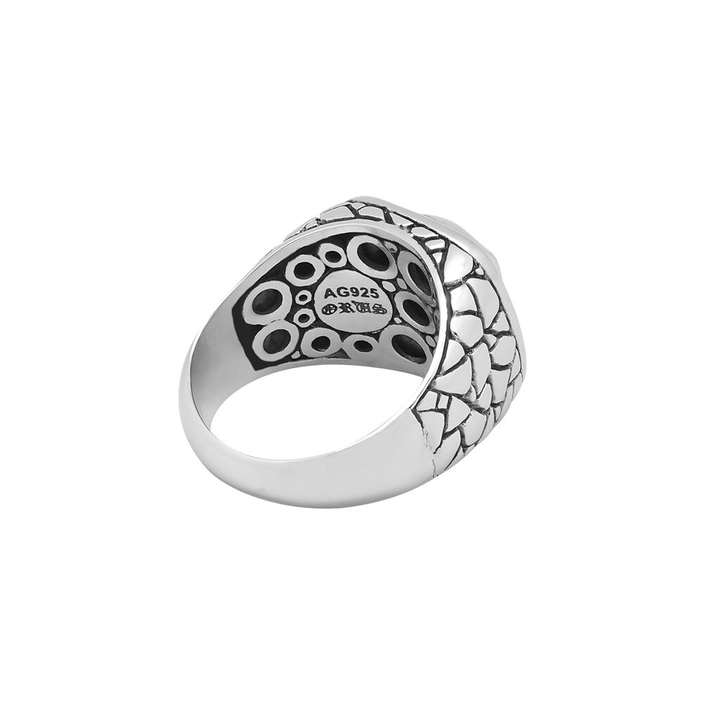 Men's silver scale skull style ring 6