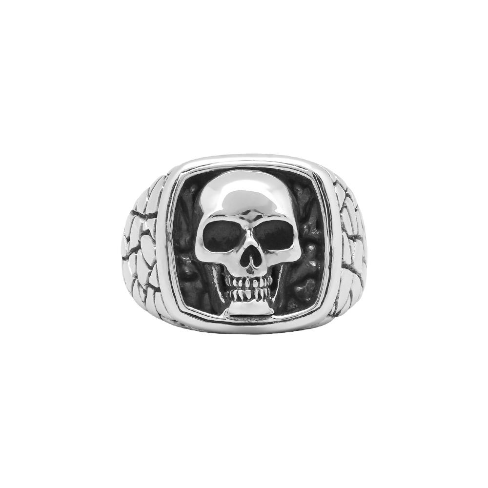 Men's silver scale skull style ring 1
