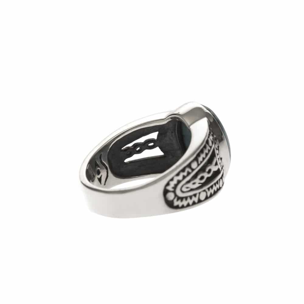 Men's ethnic turquoise silver ring 2