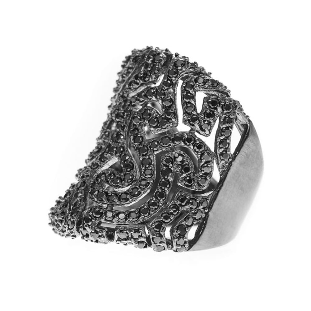 Whimsical black silver ring 3