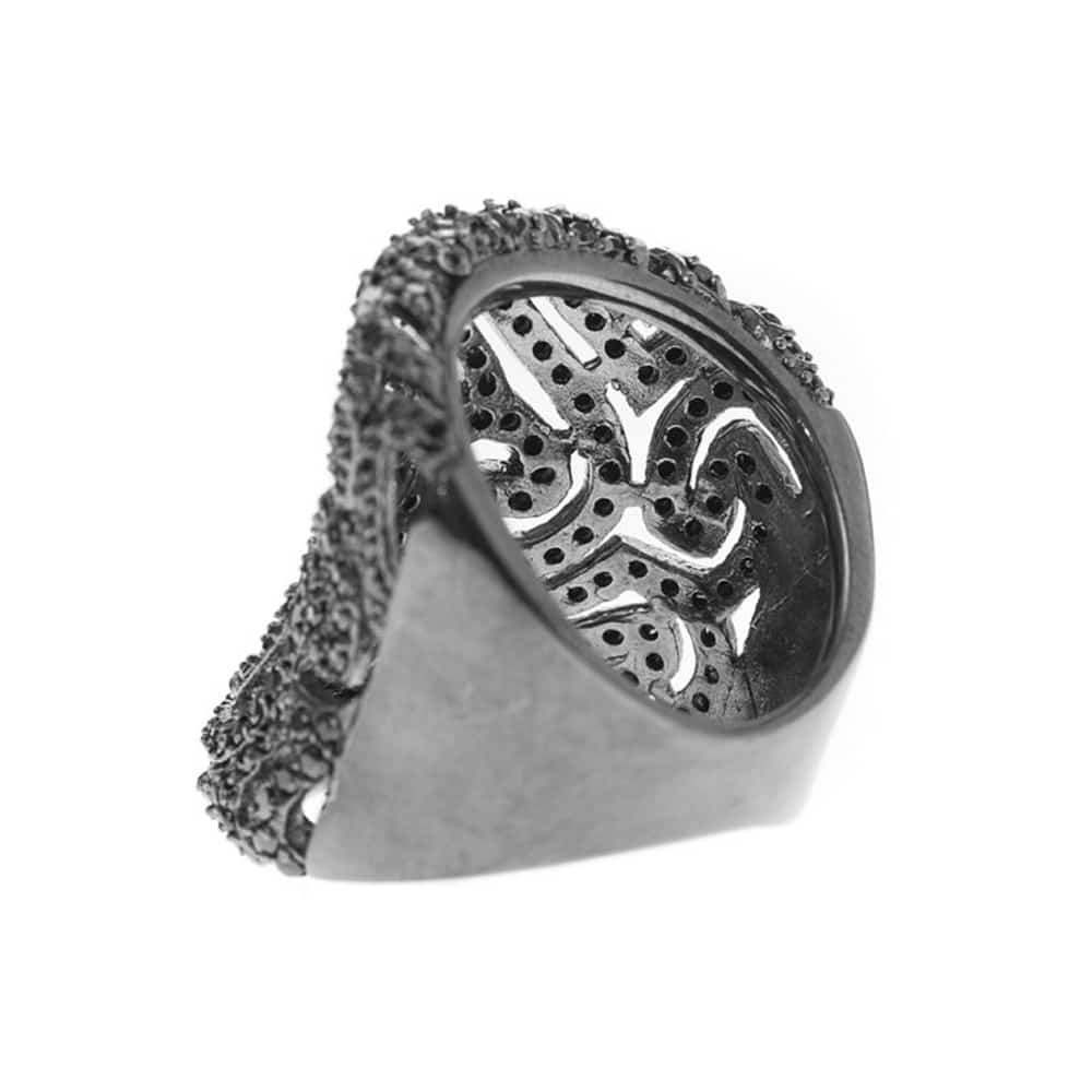Whimsical black silver ring 2