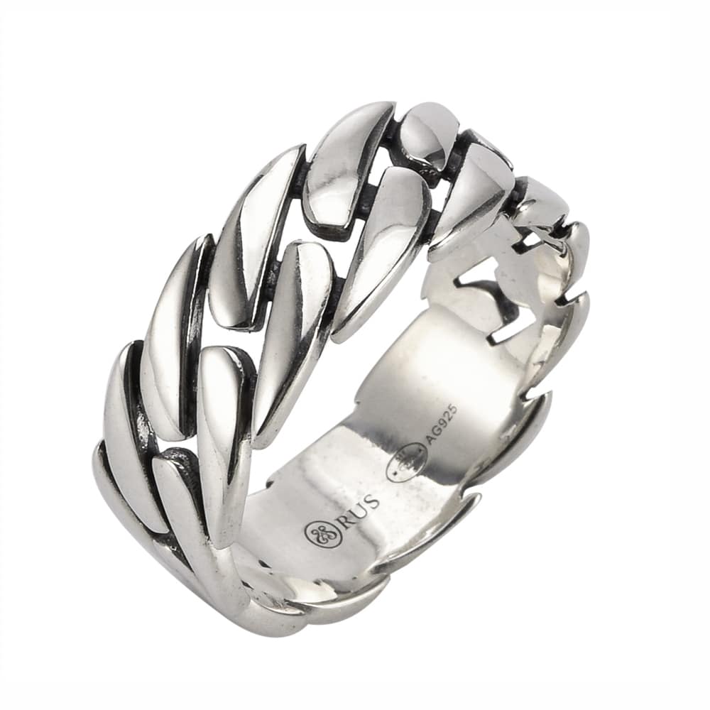 Men's silver modern chain ring 3