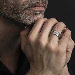 Bague homme argent écaille moderne 5