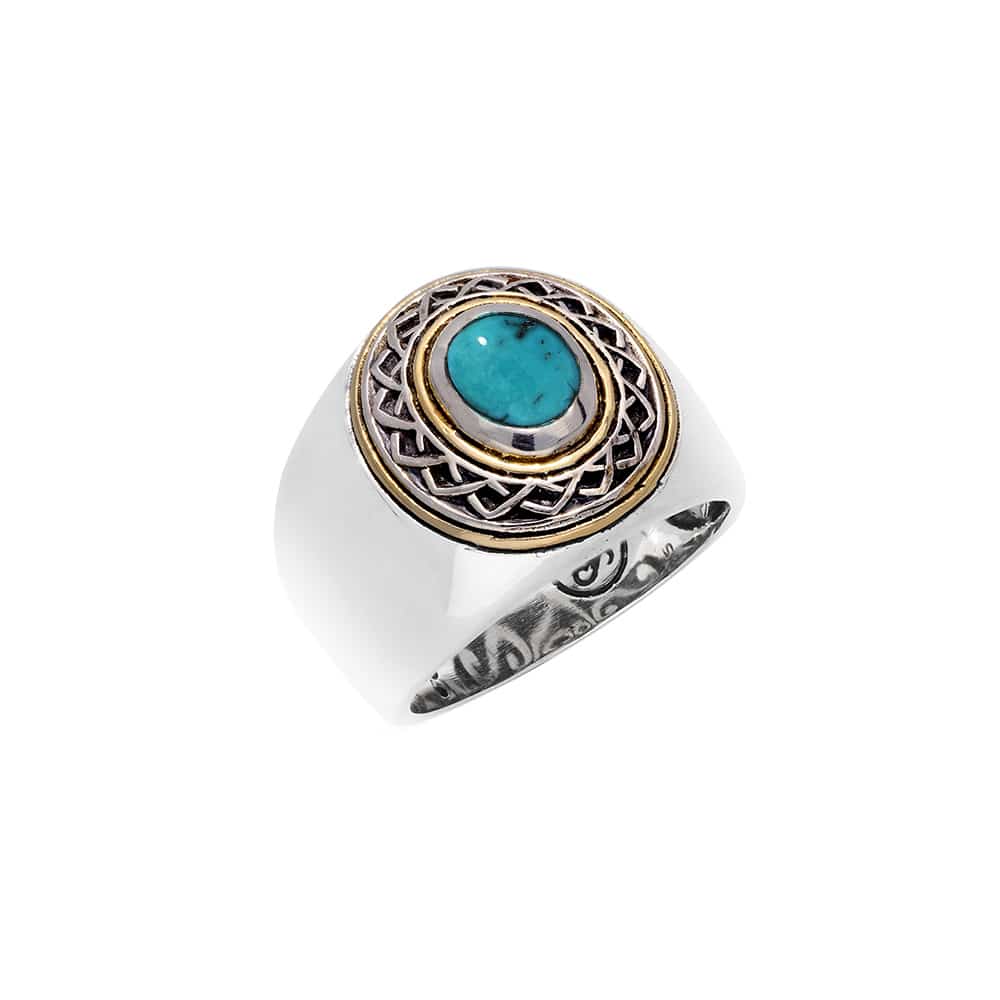 Men's silver ethnic tribal turquoise ring 3