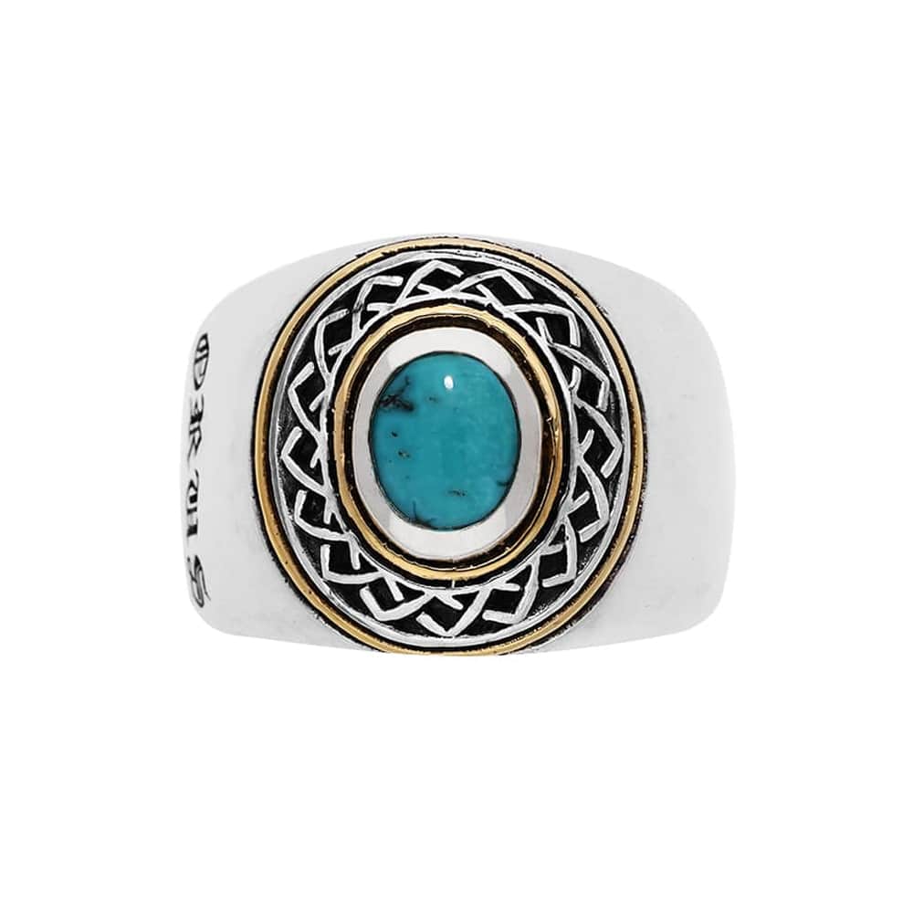 Turquoise Tribal Ethnic Silver Men's Ring