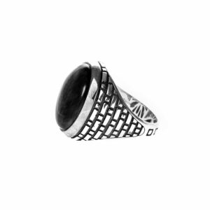 Bague homme argent onyx œil noir 6