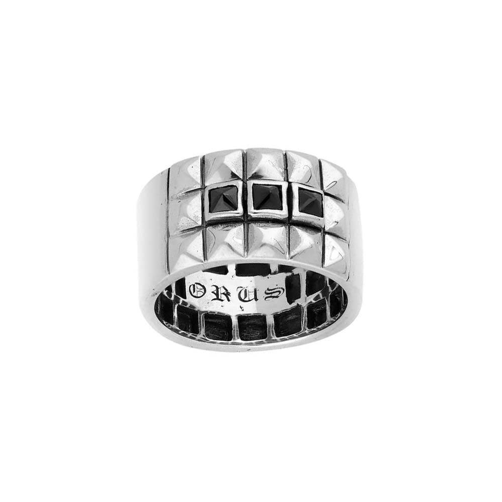 Men's punk silver and stone ring 1