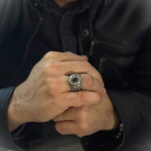 bague-homme-argent-soleil-ethnique-onyx Bague homme argent soleil ethnique onyx 5