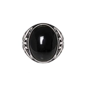 Bague homme argent symbole pierre onyx 3