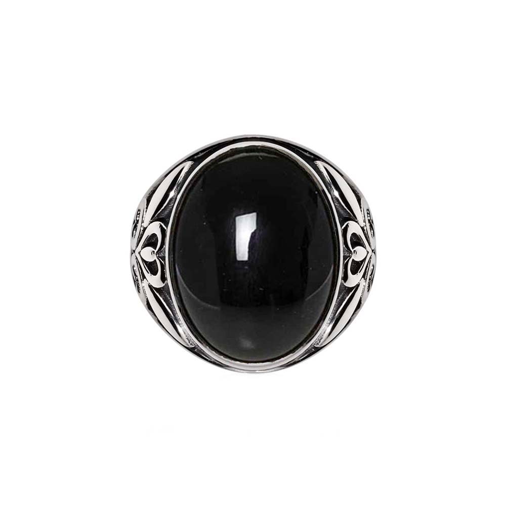 Men's silver ring with onyx stone symbol 1