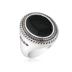 Bague homme argent pierre onyx bouddha 7