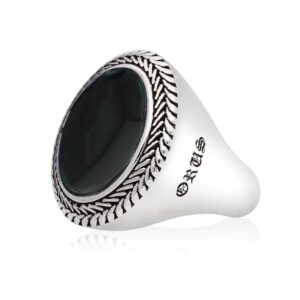 Bague homme argent pierre onyx bouddha 8