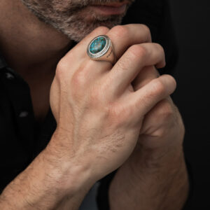 Bague homme argent turquoise bouddha 7