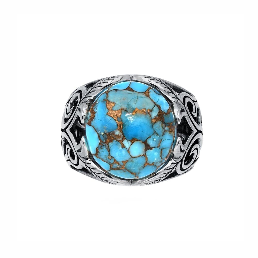 Men's silver turquoise jungle ring 1