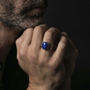 Bague homme ethnique lapis argent 9