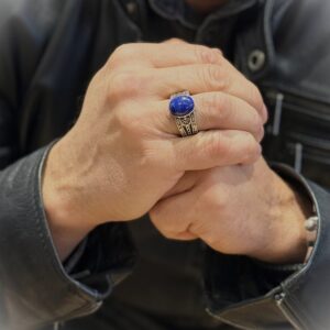 Bague homme ethnique lapis argent 7